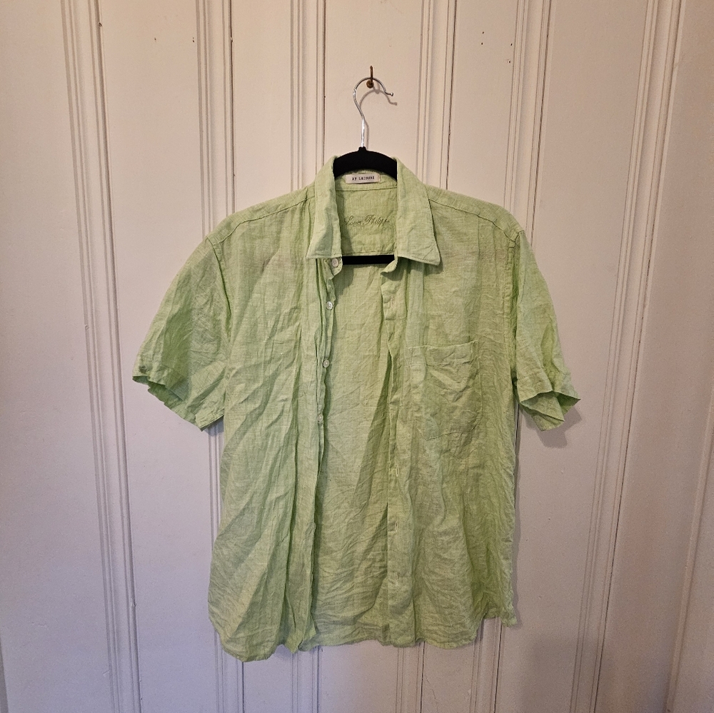Used Medium Men's Light Green Louis Philippe Dress Shirt